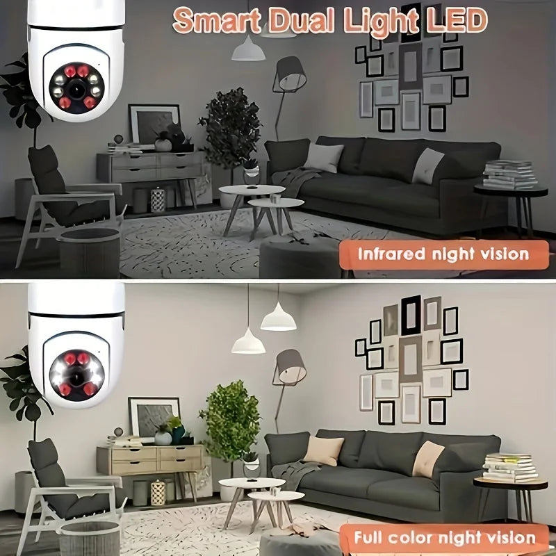 2PCS Ease Life APP-Light Bulb Security Cameras Indoor Outdoor Wireless WiFi Camera 2.4GHz, 360 Degree, E27 Light Socket Screw In