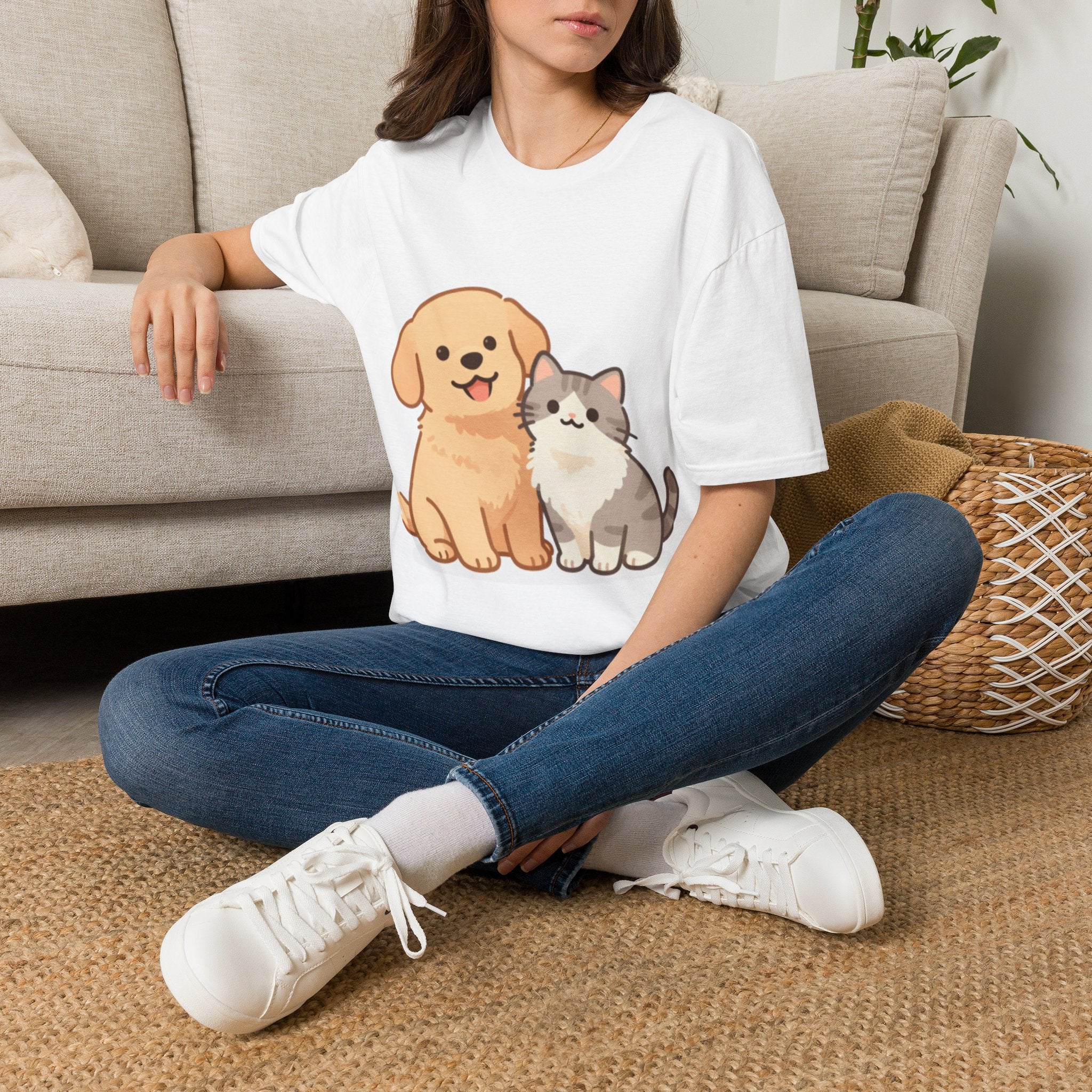 Cute Dog & Cat T-Shirt — Adorable Puppy and Kitty Graphic Tee