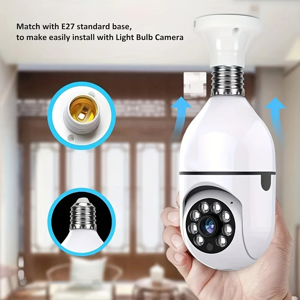2PCS Ease Life APP-Light Bulb Security Cameras Indoor Outdoor Wireless WiFi Camera 2.4GHz, 360 Degree, E27 Light Socket Screw In