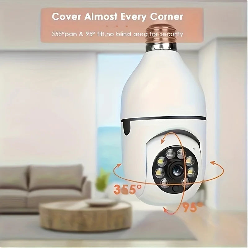 2PCS Ease Life APP-Light Bulb Security Cameras Indoor Outdoor Wireless WiFi Camera 2.4GHz, 360 Degree, E27 Light Socket Screw In