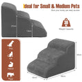NNECW 3-Tier Foam Dog Ramp with High-Density Sponge &amp; Silicone Paw Prints-Grey
